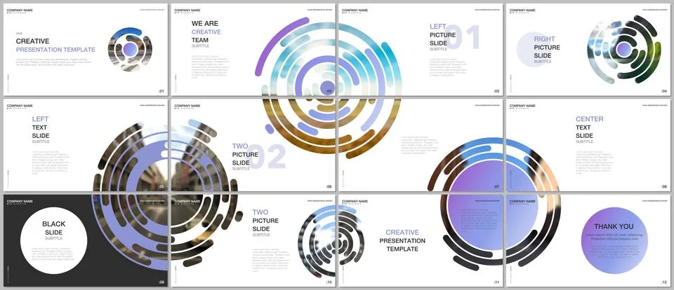 Minimal presentations design, portfolio vector templates with blue colorful Stock Illustration