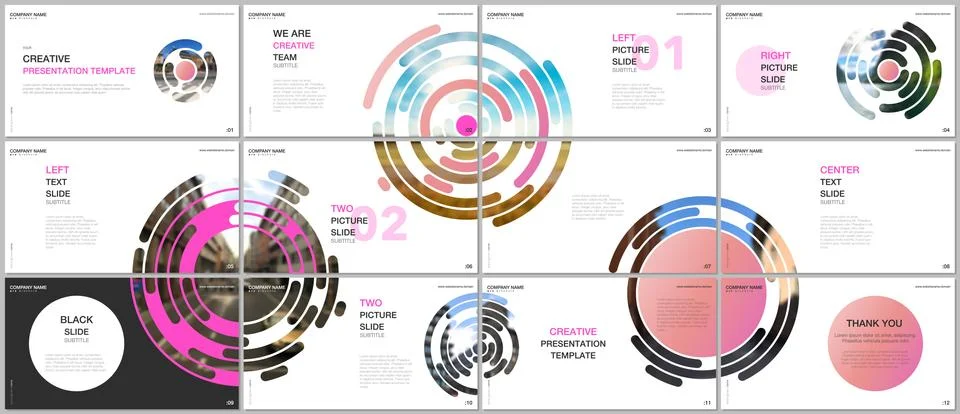 Minimal presentations design, portfolio vector templates with pink colorful Stock Illustration