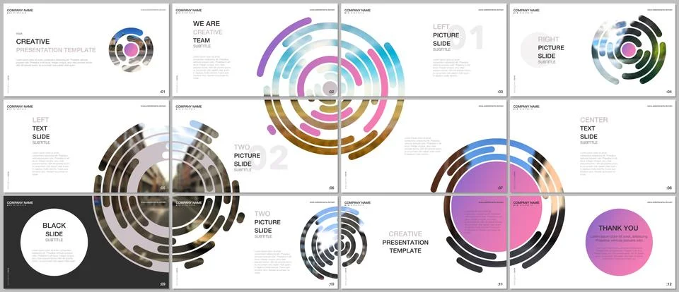 Minimal presentations design, portfolio vector templates with pink colorful Stock-Illustration