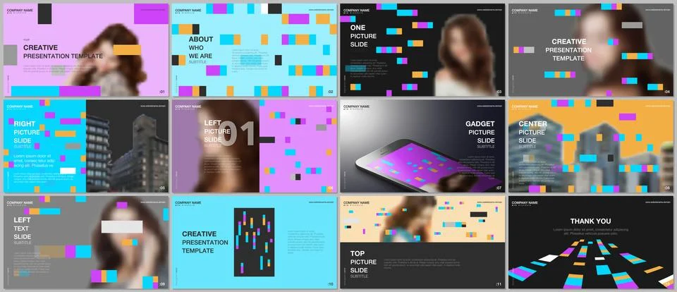 Minimal presentations design, portfolio vector templates with colorful elements 스톡 일러스트