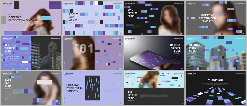 Minimal presentations design, portfolio vector templates with colorful elements 스톡 일러스트