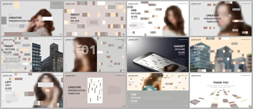 Minimal presentations design, portfolio vector templates with colorful elements Stockillustratie