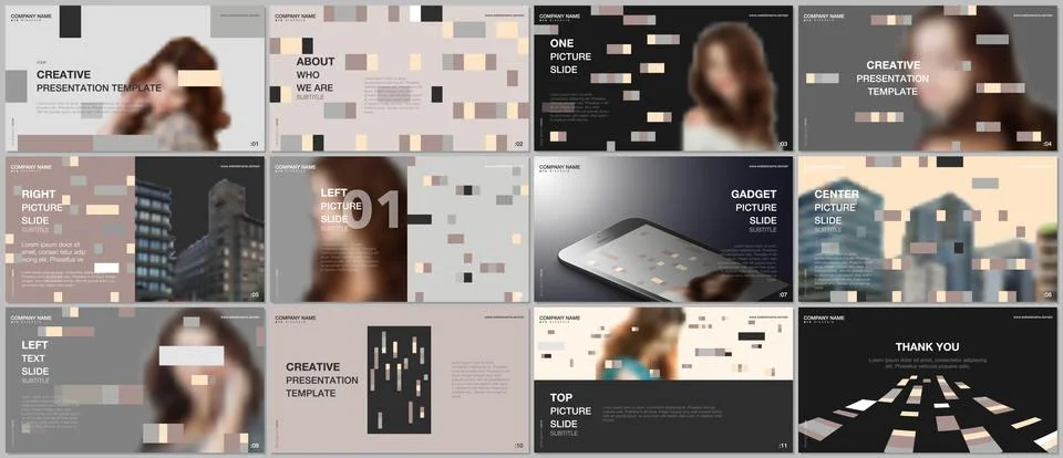 Minimal presentations design, portfolio vector templates with colorful elements Stockillustratie