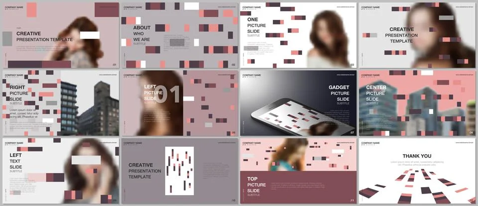 Minimal presentations design, portfolio vector templates with colorful elements Stock Illustration