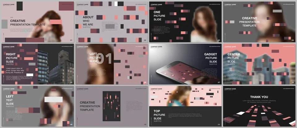 Minimal presentations design, portfolio vector templates with colorful elements 스톡 일러스트