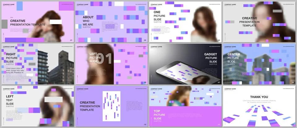Minimal presentations design, portfolio vector templates with colorful elements Stockillustratie