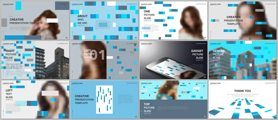 Minimal presentations design, portfolio vector templates with colorful elements Stock Illustration