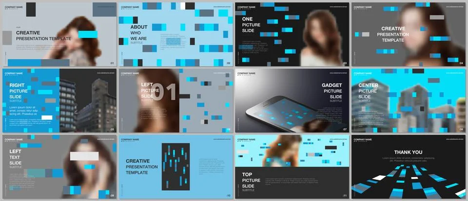 Minimal presentations design, portfolio vector templates with colorful elements Stock Illustration