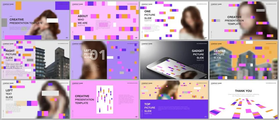 Minimal presentations design, portfolio vector templates with colorful elements 스톡 일러스트
