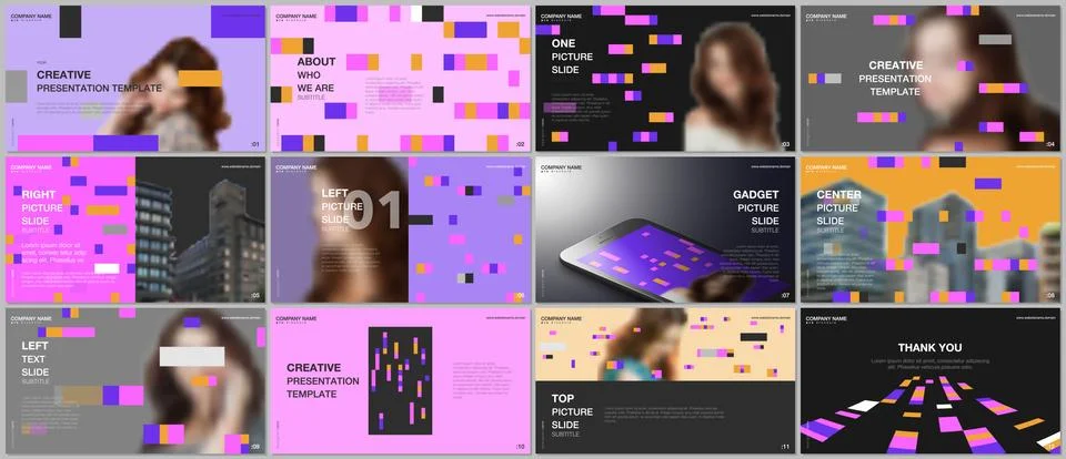 Minimal presentations design, portfolio vector templates with colorful elements Stockillustratie