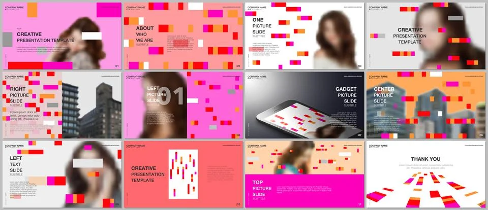 Minimal presentations design, portfolio vector templates with colorful elements 스톡 일러스트