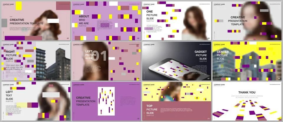 Minimal presentations design, portfolio vector templates with colorful elements 스톡 일러스트