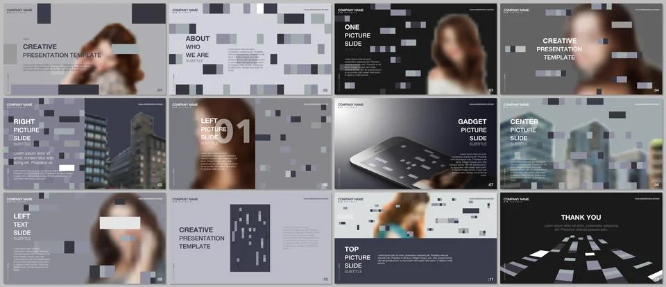 Minimal presentations design, portfolio vector templates with colorful elements Stockillustratie