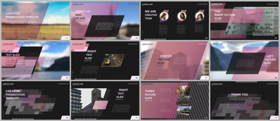 Minimal presentations design, portfolio vector templates with colorful gradient Stock Illustration