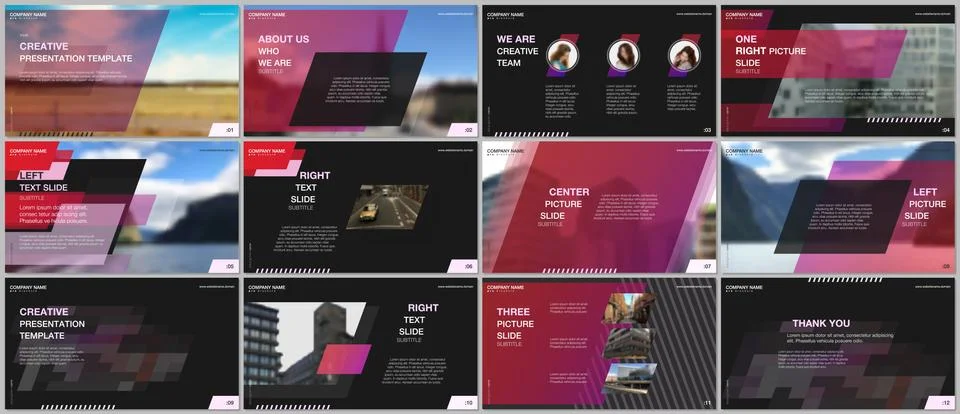 Minimal presentations design, portfolio vector templates with colorful gradient Stock Illustration