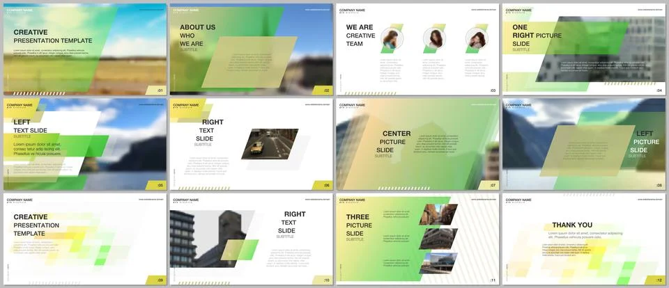 Minimal presentations design, portfolio vector templates with colorful gradient Stock-Illustration