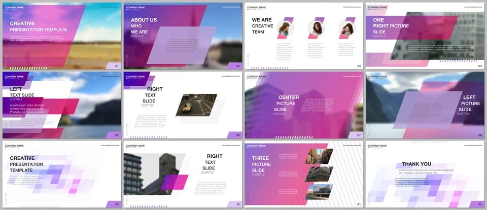 Minimal presentations design, portfolio vector templates with colorful gradient Stock Illustration