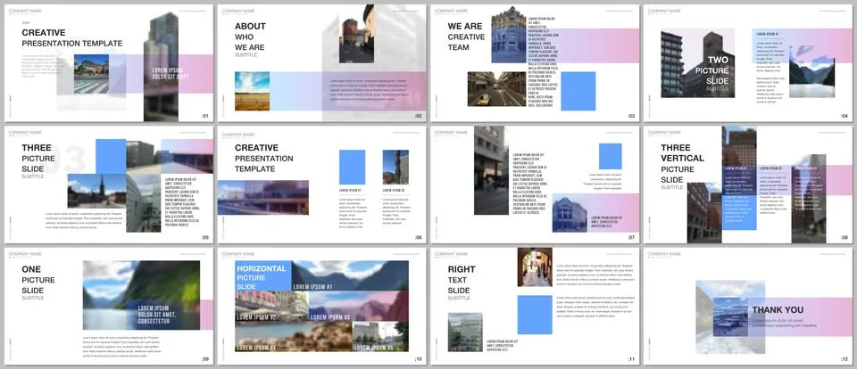 Minimal presentations design, portfolio vector templates with colorful gradient Stock Illustration