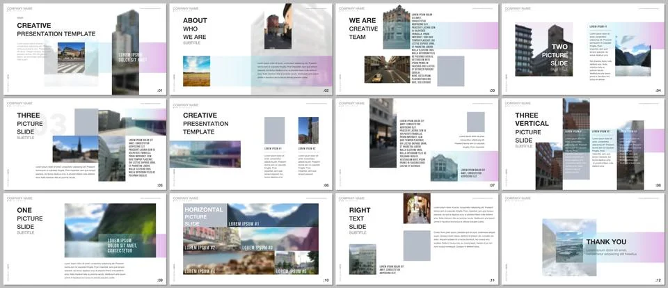 Minimal presentations design, portfolio vector templates with colorful gradient Stock Illustration