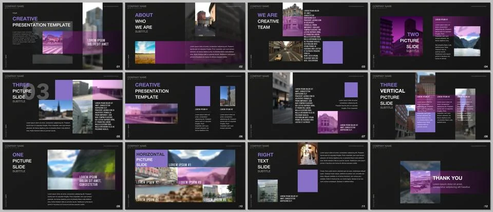 Minimal presentations design, portfolio vector templates with colorful gradient Stock Illustration