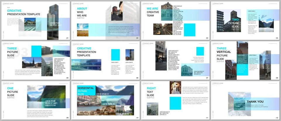 Minimal presentations design, portfolio vector templates with colorful gradient Illustrazione stock