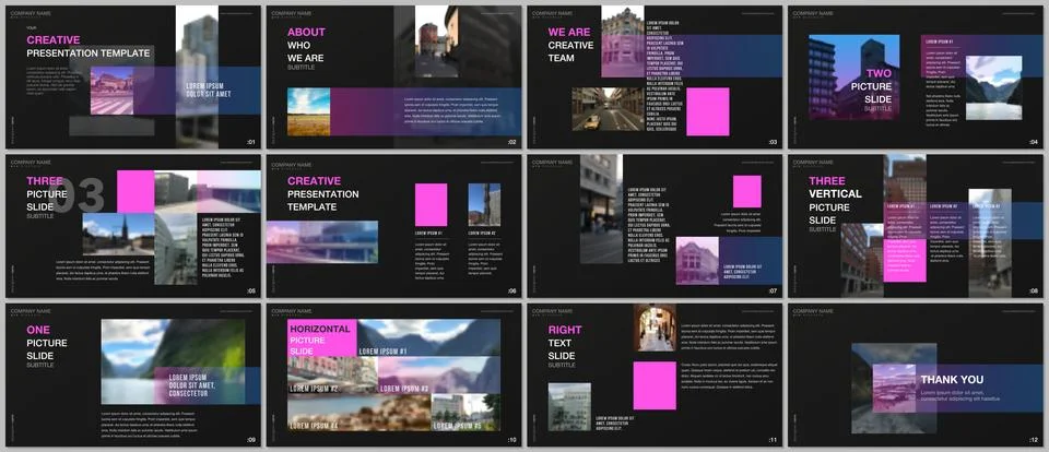 Minimal presentations design, portfolio vector templates with colorful gradient Stock-Illustration