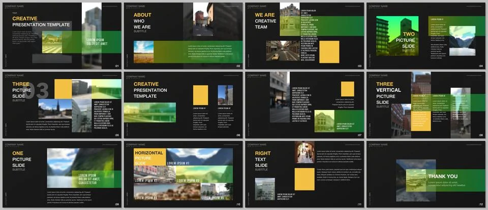 Minimal presentations design, portfolio vector templates with colorful gradient Illustrazione stock