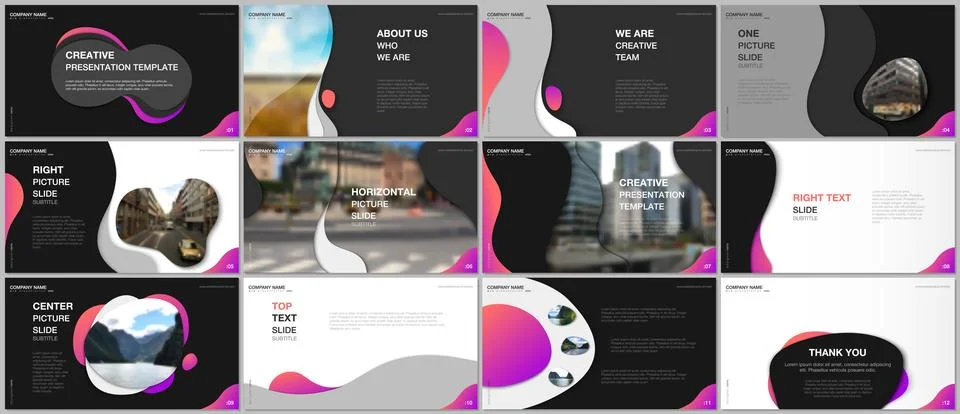 Minimal presentations design, portfolio vector templates with fluid colorful Stock Illustration