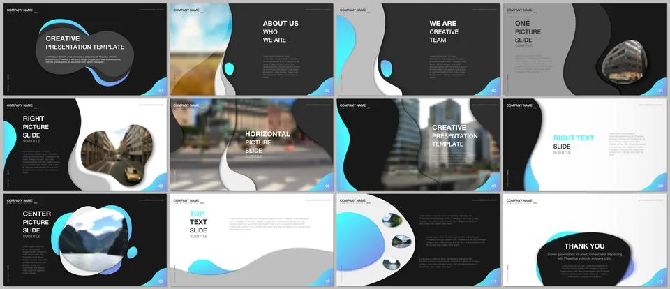 Minimal presentations design, portfolio vector templates with fluid colorful Stock Illustration