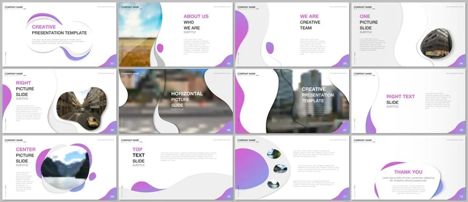 Minimal presentations design, portfolio vector templates with fluid colorful Illustrazione stock