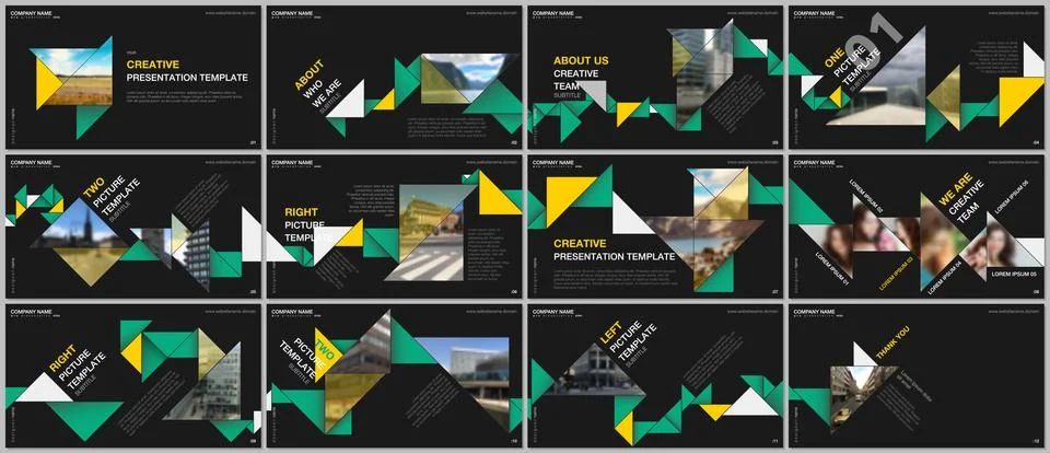 Minimal presentations design, portfolio vector templates with colorful triangle Stock Illustration