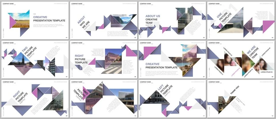 Minimal presentations design, portfolio vector templates with colorful triangle Stock Illustration