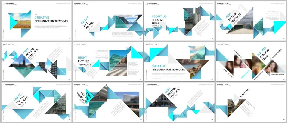 Minimal presentations design, portfolio vector templates with colorful triangle Stock Illustration