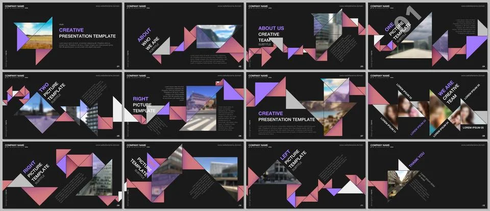 Minimal presentations design, portfolio vector templates with colorful triangle Stock Illustration