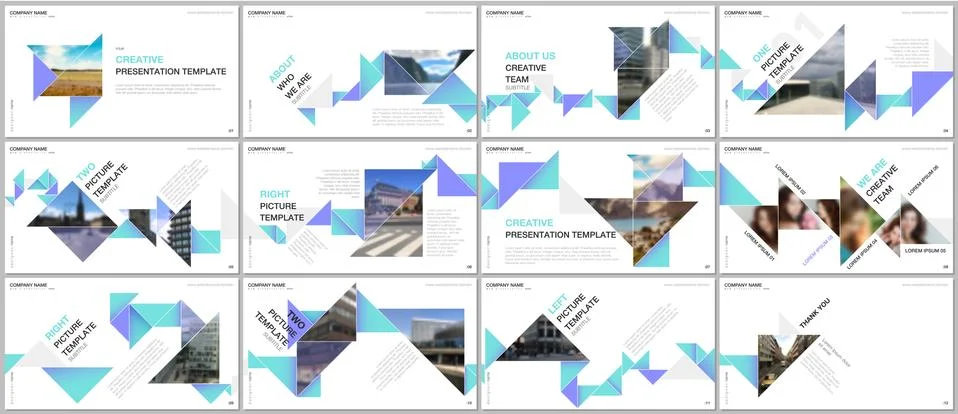 Minimal presentations design, portfolio vector templates with colorful triangle Stock Illustration