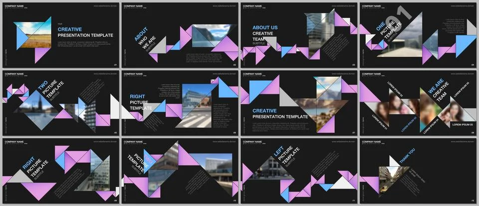 Minimal presentations design, portfolio vector templates with colorful triangle Stock Illustration