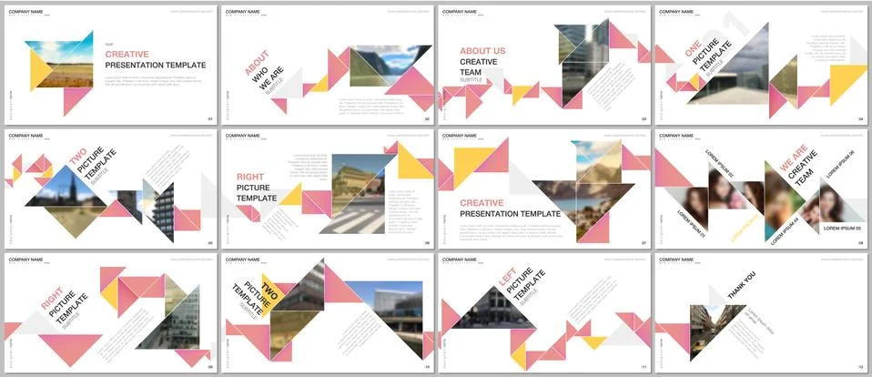 Minimal presentations design, portfolio vector templates with colorful triangle Stock Illustration