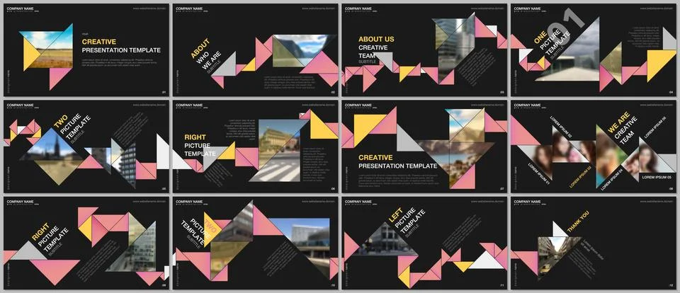 Minimal presentations design, portfolio vector templates with colorful triangle Stock Illustration