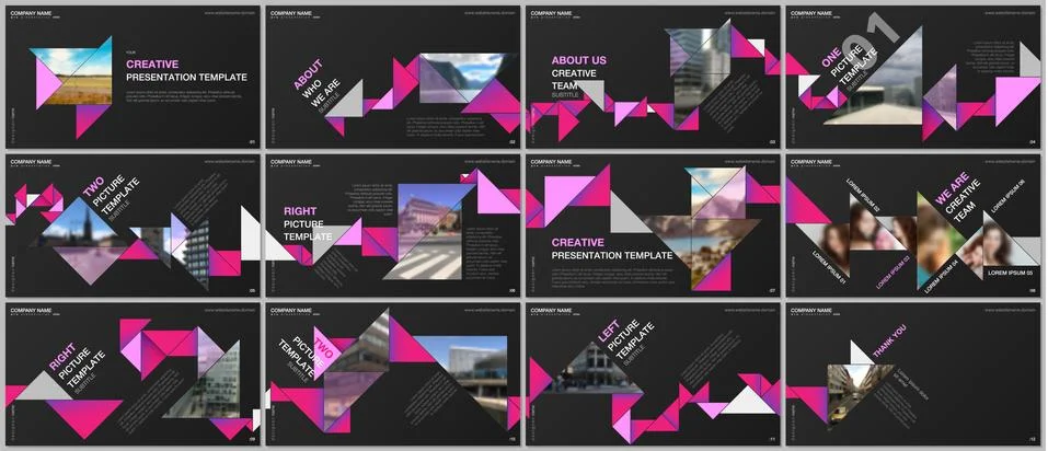 Minimal presentations design, portfolio vector templates with colorful triangle Stock Illustration