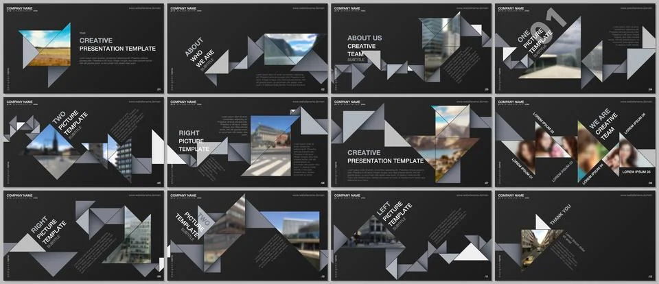 Minimal presentations design, portfolio vector templates with colorful triangle Illustrazione stock