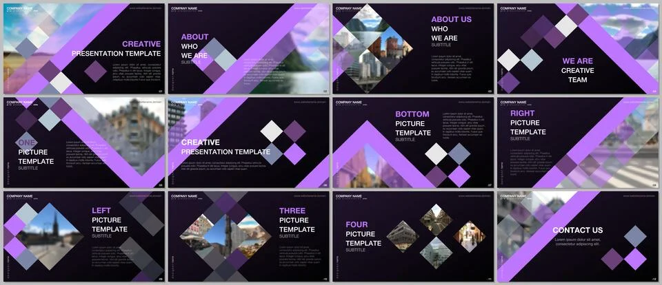 Minimal presentations design, portfolio vector templates with cubes, geometric Stock Illustration