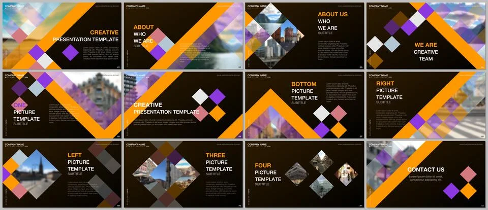 Minimal presentations design, portfolio vector templates with cubes, geometric Stock Illustration
