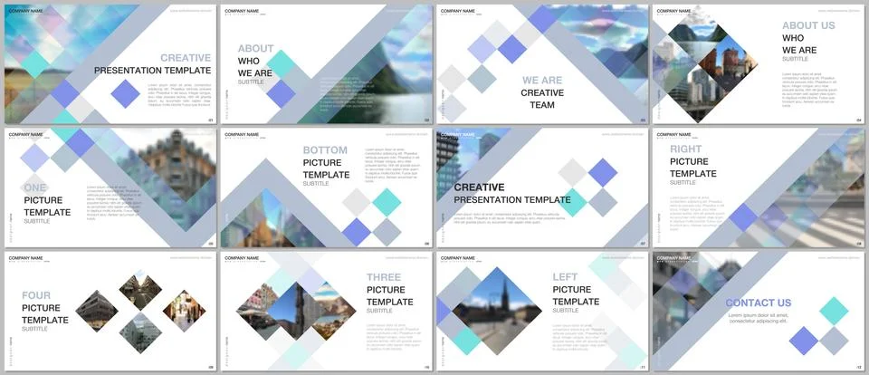 Minimal presentations design, portfolio vector templates with cubes, geometric Stock Illustration