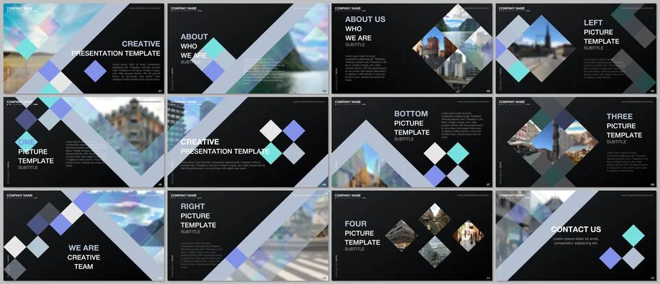 Minimal presentations design, portfolio vector templates with cubes, geometric Stock Illustration