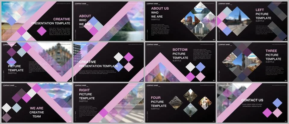Minimal presentations design, portfolio vector templates with cubes, geometric Stock Illustration