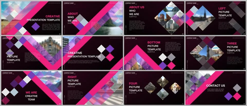 Minimal presentations design, portfolio vector templates with cubes, geometric Stock Illustration
