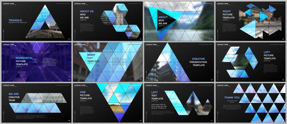 Minimal presentations design, portfolio vector templates with triangular design Ilustração Stock