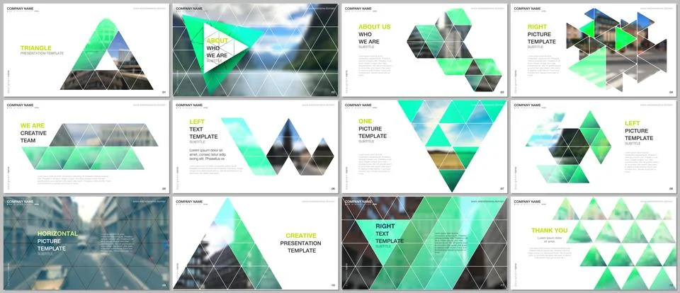 Minimal presentations design, portfolio vector templates with triangular design Stock Illustration