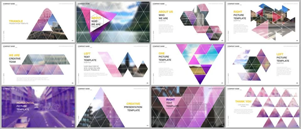 Minimal presentations design, portfolio vector templates with triangular design Stock Illustration
