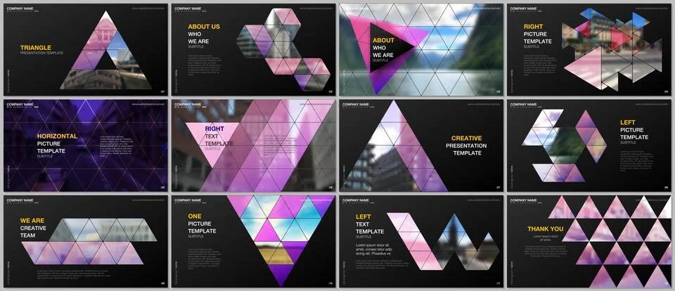 Minimal presentations design, portfolio vector templates with triangular design Illustrazione stock